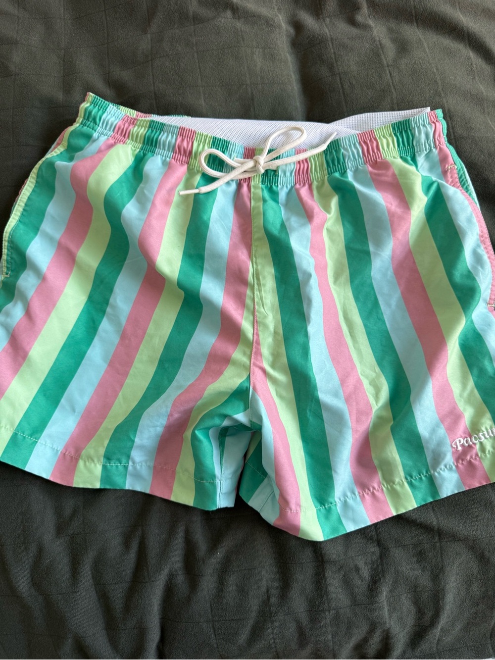 PacSun Pastel Stripe Swim Shorts - Mint, Pink, Light Blue & Lemon